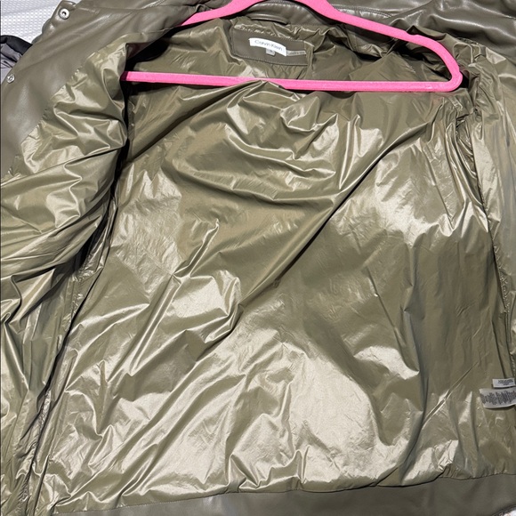 NWT Calvin Klein, olive green, faux, leather quilted jacket - Picture 5 of 5